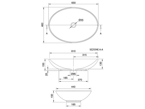 Раковина из санфаянса Scarabeo Thin-Line 8045 63х45 накладная цвет белый - фото 3