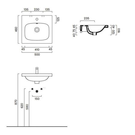 Раковина керамическая Catalano Alvea 620500001 50 см подвесная цвет белый без отверстий под смеситель