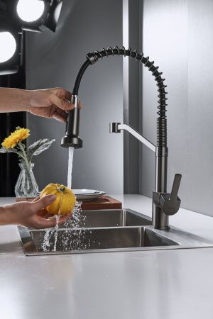 Смеситель для кухни Shevanik S963T на мойку оружейная сталь