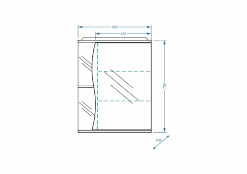 Зеркало-шкаф Stella Polar Волна SP-00000041 55х24х70 подвесной цвет белый - фото 2 Зеркало-шкаф Stella Polar Волна SP-00000041 55х24х70 подвесной цвет белый - фото 2