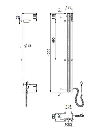 Полотенцесушитель электрический Wonzon & Woghand Kassel WW-AL72312-BN 15х120 никель