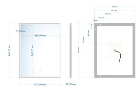 Зеркало с подсветкой Abber AG6108S-0.6 60х80