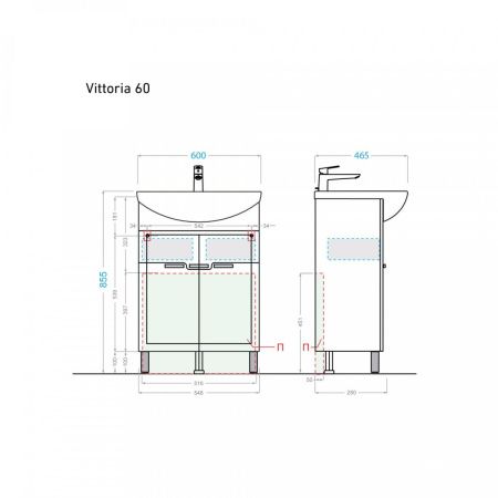 Тумба с раковиной Alavann Vittoria ALV1013000 60х50 напольная цвет белый