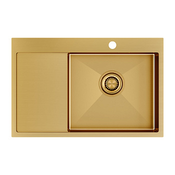 Кухонная мойка Paulmark VELTEN 78F PM807851-BGR 78х51 цвет брашированное золото поверхность матовая