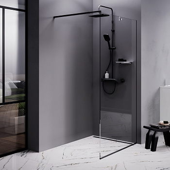 Душевая перегородка Am.Pm Func W84WI-100-F1-BTE 100х200 стекло прозрачное профиль черный