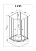 Душевая кабина AvaCan L990NGM 90х90 четверть круга без крыши ориентация универсальная