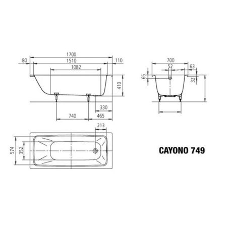 Ванна стальная Kaldewei Cayono 274900010001 170х70 встраиваемая прямоугольная без ножек