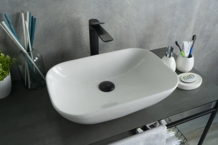 Раковина керамическая Gid Geométrico 51157 50х30 накладная цвет белый без отверстий под смеситель