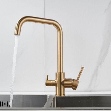 Смеситель для кухни Shevanik S228G на мойку золото