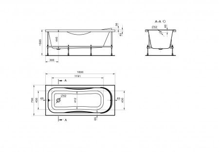 Ванна акриловая Santek Тенерифе 1WH302357 160х70 пристенная прямоугольная без каркаса