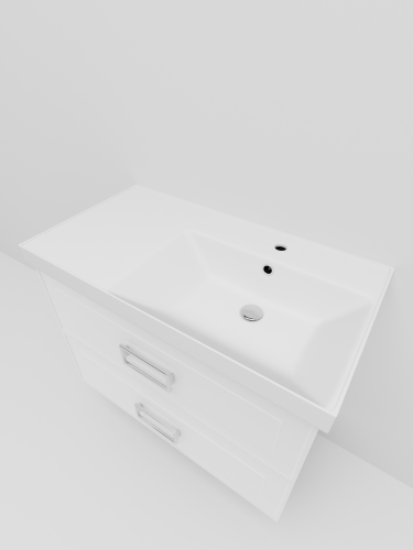 Тумба с раковиной La Fenice Cubo TWIN NFNC-01-CUB-B-90-2-3-90-2R 101х62х49 подвесная цвет белый - фото 3