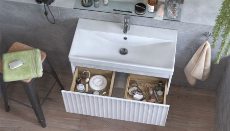 Тумба под раковину Velvex COMPO tp.COM.9696.80.1Y белый глянец 80х40 подвесная цвет белый