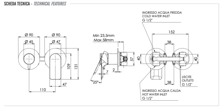 Смеситель для душа Remer Infinity I92ZP встраиваемый в стену хром