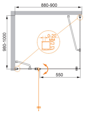Душевой уголок Cezares ELENA ELENA-W-AH-1-90/100-C-Cr 90х100 стекло прозрачное профиль хром глянцевый без поддона