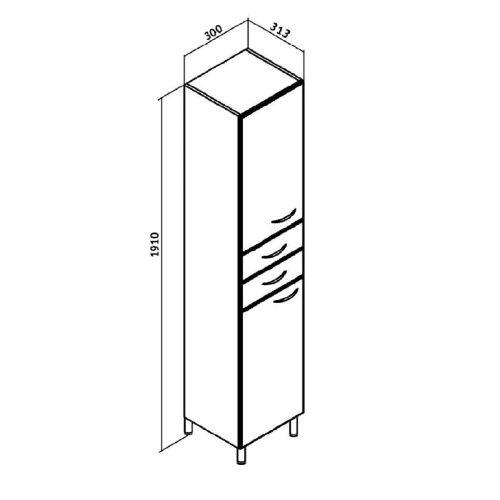 Шкаф-пенал RUNO ЭКОНОМ 00000000123 30х31х191 напольный цвет белый - фото 3