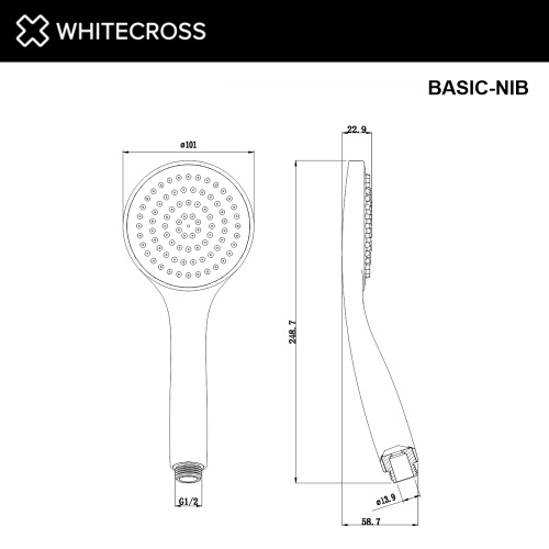Душевая лейка Whitecross  BASIC-NIB округлая - фото 2