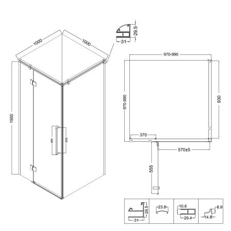 Душевой уголок Niagara Nova NG-6632-34 100х100 стекло прозрачное профиль хром без поддона