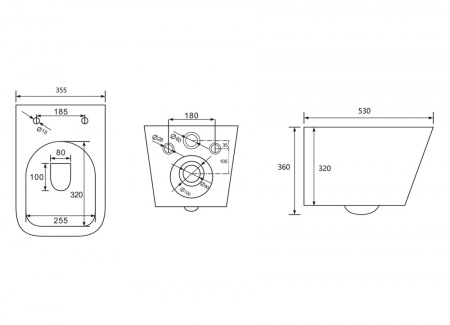 Комплект унитаз с инсталляцией с клавишей смыва ABBER Rechteck AC1201-AC0105-AC0121