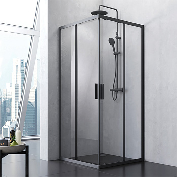 Душевой уголок Am.Pm Gem S W93G-403-090BT 90х90 стекло прозрачное профиль черный матовый без поддона