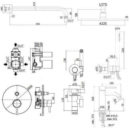 Душевая система Paffoni Light KITZLIG015CR071 встраиваемая в стену