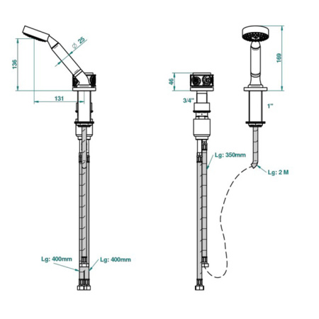 Смеситель THG Island U5B-F30-6532/60A на борт ванны золото