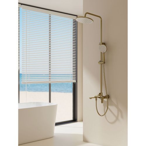 Душевая стойка Splenka S41.24.03 настенная цвет сатин золотой - фото 4