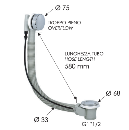 Слив-перелив для ванны Remer 96PVO