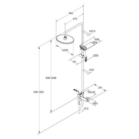 Душевая стойка Milardo Stripe STRSB1FM06 настенная цвет хром