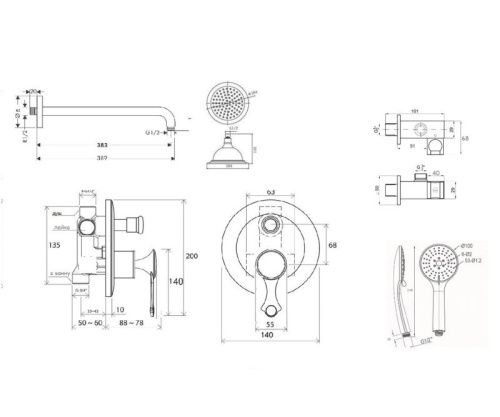 Душевая система Bronze de Luxe NT800/B03-2 встраиваемая в стену цвет хром - фото 3
