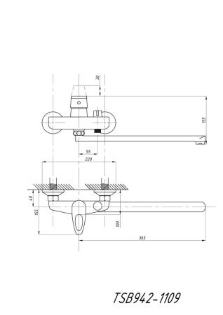Cмеситель для ванны и душа TSARSBERG TSB-942-1109 настенный хром