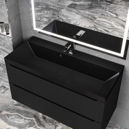 Раковина из искусственного камня Uperwood Classic New RClassicNew100bg 100х50 полувстраиваемая цвет черный