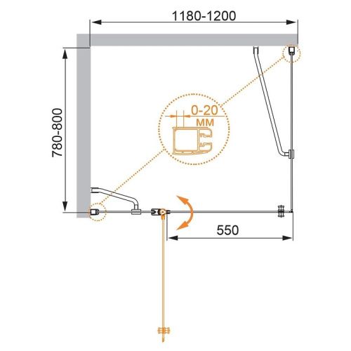 Душевой уголок Cezares ELENA ELENA-W-AH-1-120/80-C-Cr 120х80 стекло прозрачное профиль хром без поддона - фото 4