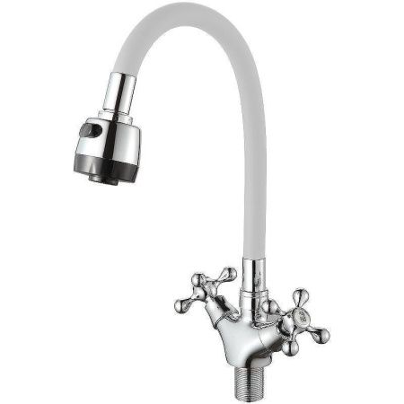 Смеситель для кухни D-Lin D153810-3T на мойку белый/хром