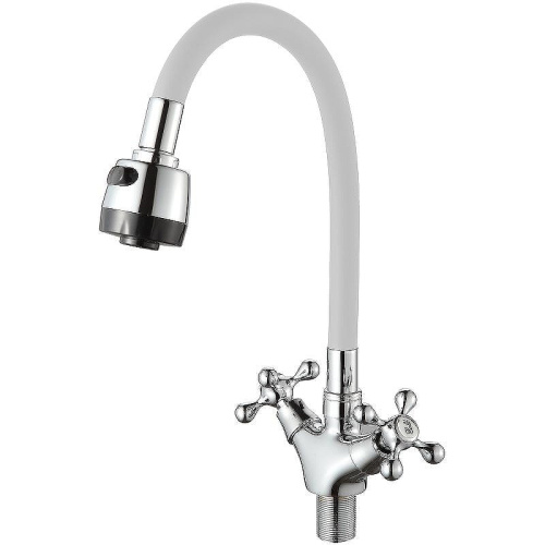 Смеситель для кухни D-Lin D153810-3T на мойку белый/хром - фото 2