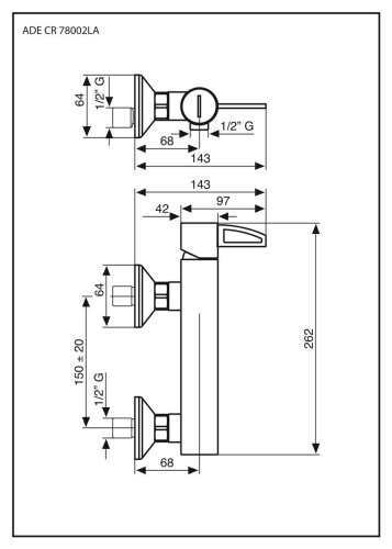 Смеситель для ванны Emmevi Ade 78002LA/CR настенный хром - фото 2