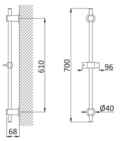 Душевая штанга Cezares CZR CZR-B-SD-NOP цвет черный