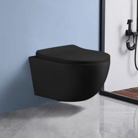 Унитаз подвесной Cerutti SPA CT10017 черный с сиденьем микролифт безободковый каскадный смыв
