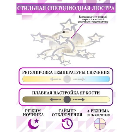 Люстра потолочная Natali Kovaltseva Star (Стар) LED LAMPS 81225