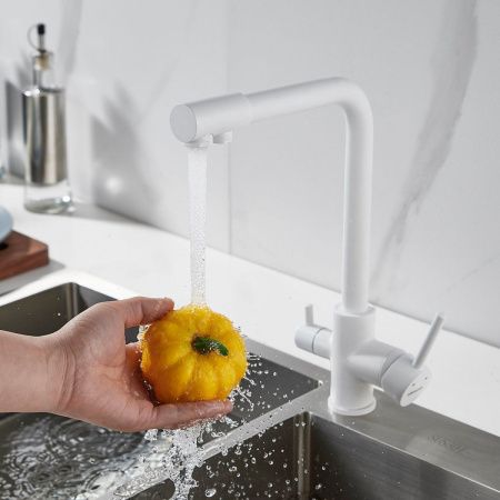 Смеситель для кухни Shevanik S328C на мойку белый