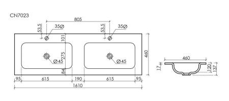 Раковина из сантехнического фарфора Ceramica Nova GRACE CN7023 160х50 накладная цвет белый