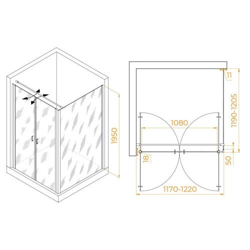 Душевой уголок RGW Passage 060813422-011 120х120 стекло прозрачное профиль хром без поддона - фото 2