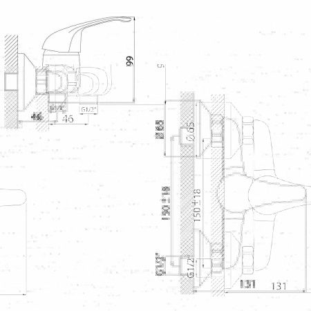 Смеситель для душа Rossinka A A35-41 настенный хром