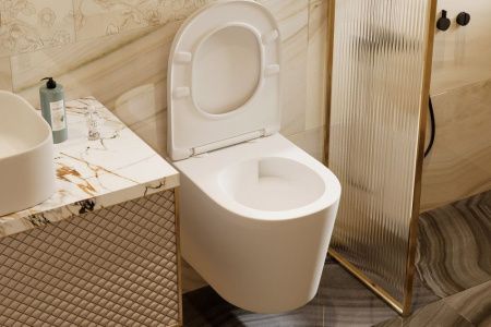 Унитаз подвесной Abber Bequem AC1102TMW белый с сиденьем микролифт безободковый смыв торнадо