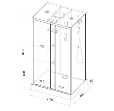 Душевая кабина Acquazzone Melissa 110 110х80 прямоугольная с крышей ориентация универсальная