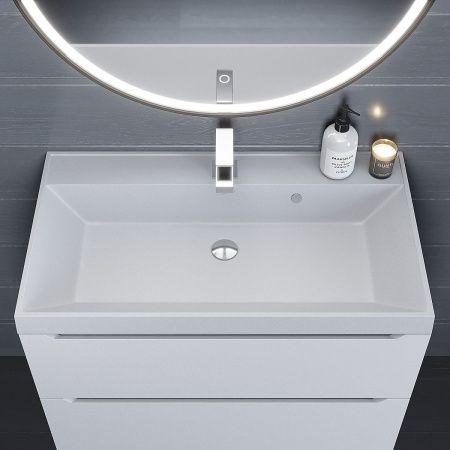 Раковина из искусственного камня Uperwood Classic Quartz 291030006 80х50 полувстраиваемая цвет белый