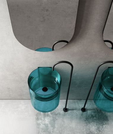 Раковина из полиэфирной смолы Abber KRISTALL AT2704Aquamarin 40х40 подвесная цвет зеленый без отверстий под смеситель