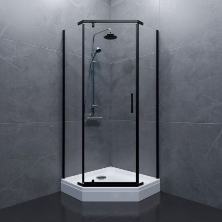 Душевой уголок Тритон Дека Щ0000059782 90х90 стекло прозрачное профиль черный с поддоном