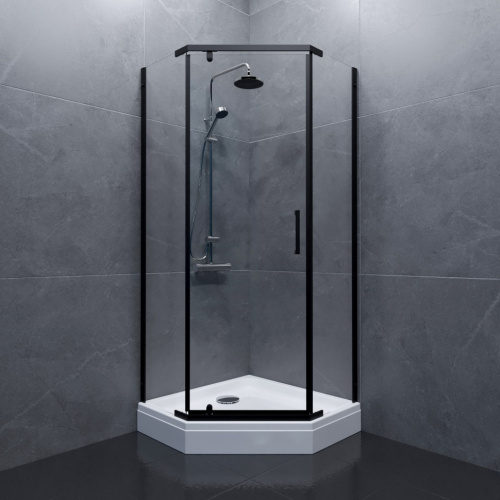 Душевой уголок Тритон Дека Щ0000062933 100х100 стекло прозрачное профиль черный с поддоном - фото 3