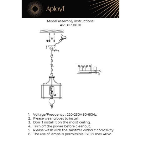 Светильник подвесной Aployt Korin (Корин) APL.613.06.01