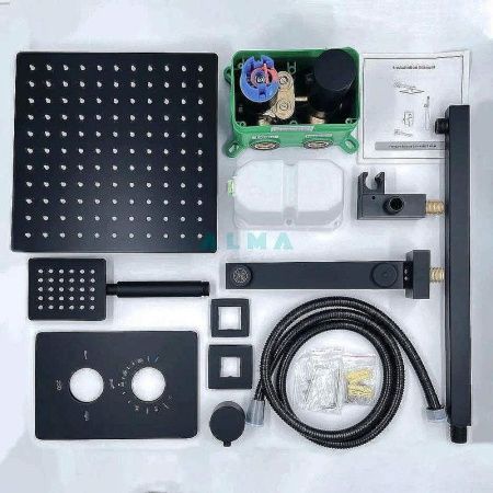Душевая система ALMAes Weber TVZ-0808 встраиваемая в стену цвет черный с термостатом